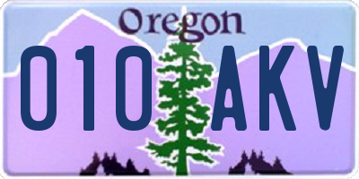 OR license plate 010AKV