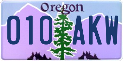 OR license plate 010AKW