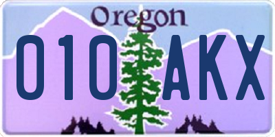 OR license plate 010AKX