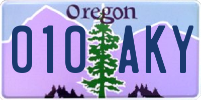 OR license plate 010AKY