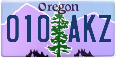 OR license plate 010AKZ