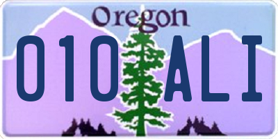 OR license plate 010ALI