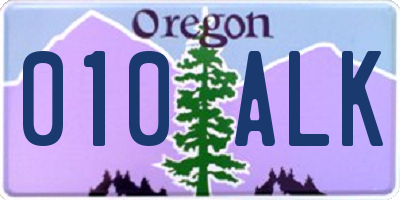 OR license plate 010ALK