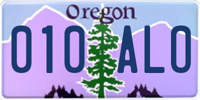 OR license plate 010ALO