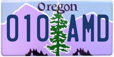 OR license plate 010AMD