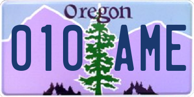 OR license plate 010AME