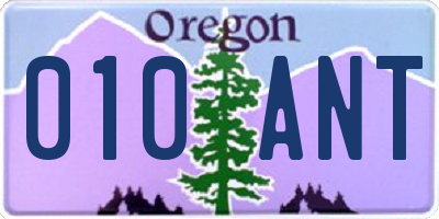OR license plate 010ANT