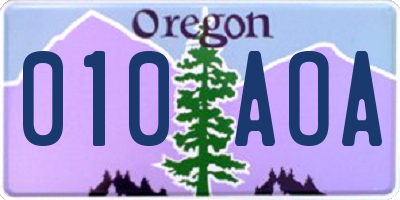 OR license plate 010AOA