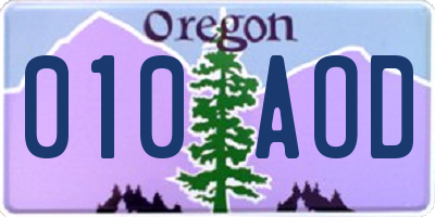OR license plate 010AOD