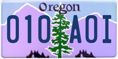 OR license plate 010AOI