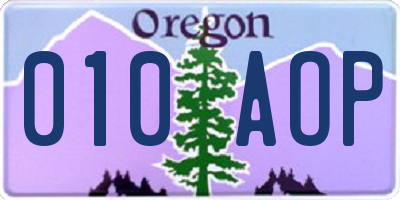OR license plate 010AOP