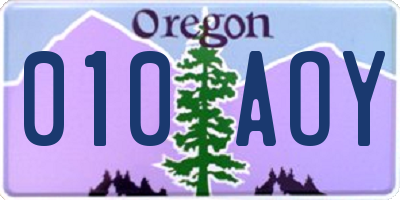 OR license plate 010AOY
