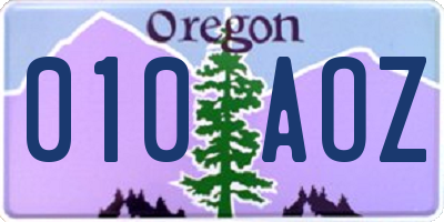 OR license plate 010AOZ
