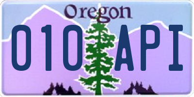 OR license plate 010API