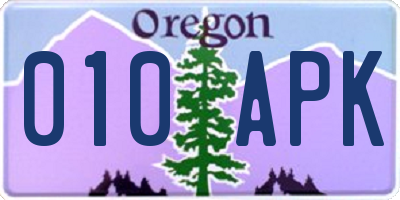 OR license plate 010APK