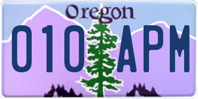 OR license plate 010APM