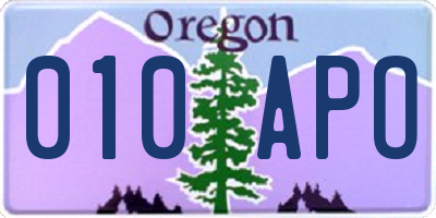 OR license plate 010APO