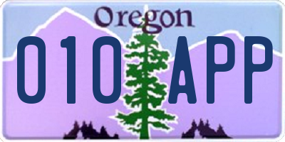 OR license plate 010APP