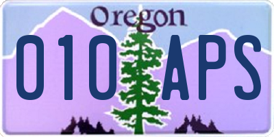 OR license plate 010APS