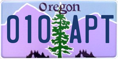 OR license plate 010APT