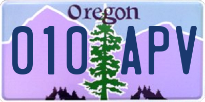 OR license plate 010APV
