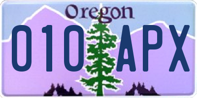 OR license plate 010APX