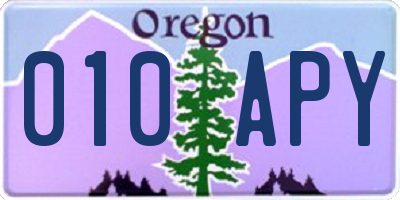 OR license plate 010APY