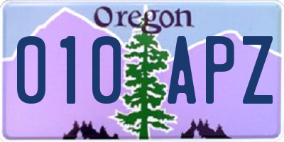 OR license plate 010APZ