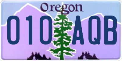 OR license plate 010AQB