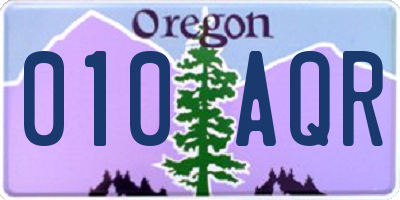 OR license plate 010AQR