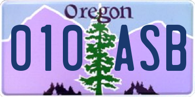 OR license plate 010ASB