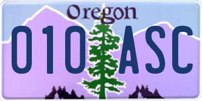 OR license plate 010ASC