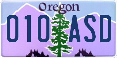 OR license plate 010ASD