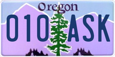 OR license plate 010ASK