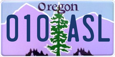 OR license plate 010ASL