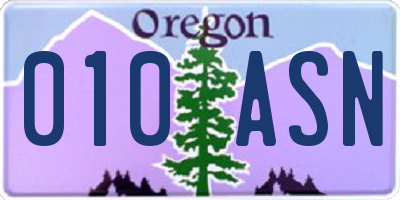 OR license plate 010ASN