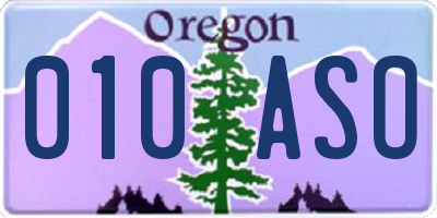OR license plate 010ASO