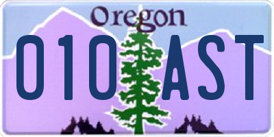 OR license plate 010AST