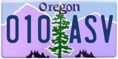 OR license plate 010ASV