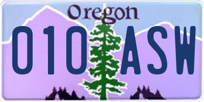 OR license plate 010ASW