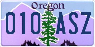 OR license plate 010ASZ