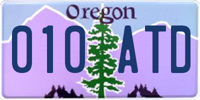 OR license plate 010ATD