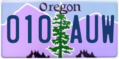 OR license plate 010AUW