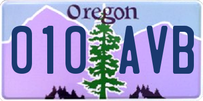 OR license plate 010AVB