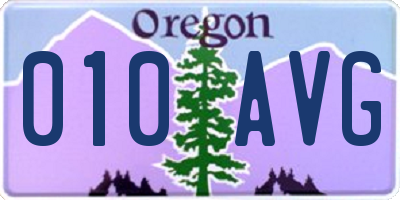 OR license plate 010AVG