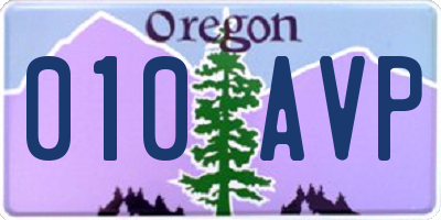 OR license plate 010AVP