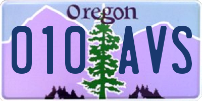 OR license plate 010AVS