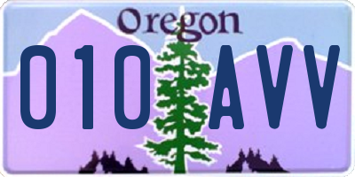 OR license plate 010AVV