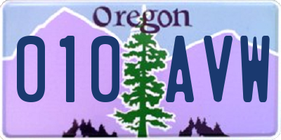 OR license plate 010AVW