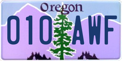 OR license plate 010AWF